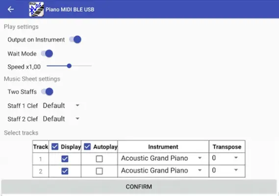 Piano MIDI Bluetooth USB android App screenshot 1