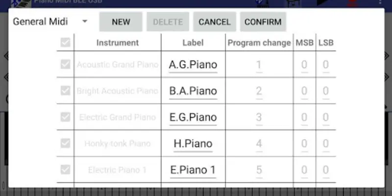 Piano MIDI Bluetooth USB android App screenshot 2